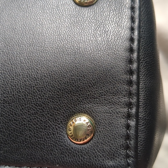 NWT Karl Lagerfeld Lucien Black Lambskin Leather Satchel - Picture 11 of 17